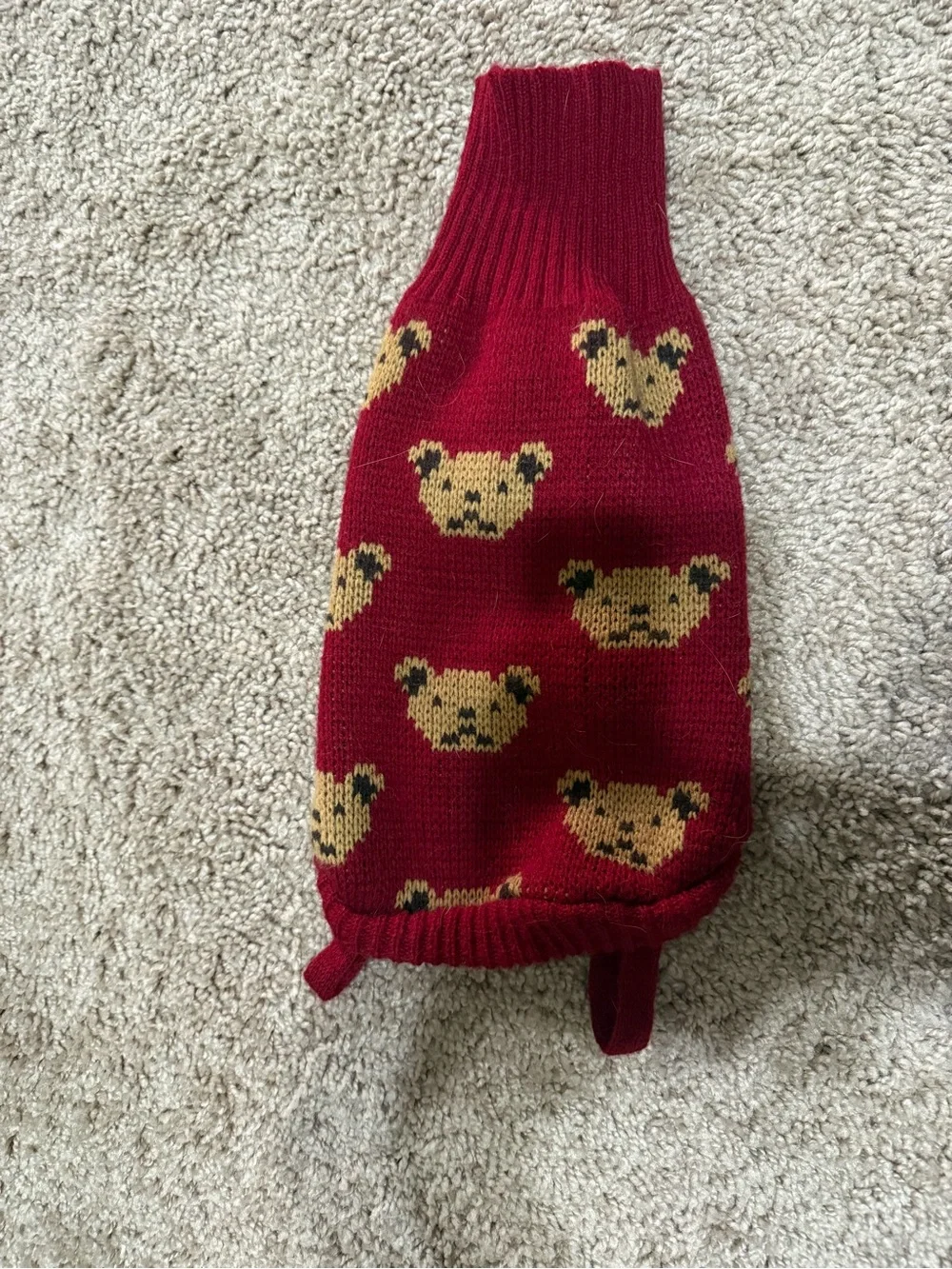 Cat Sweater in Burgundy with Bear Pattern